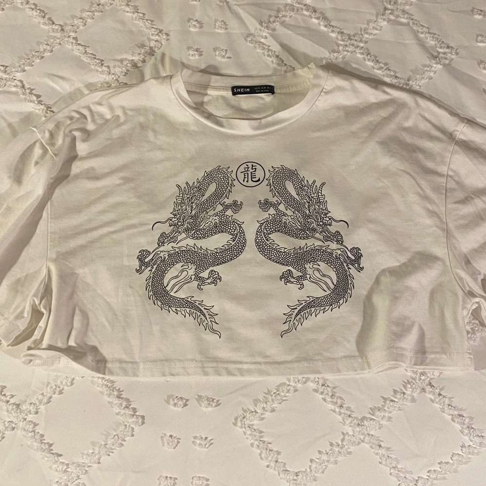 Dragon White Crop Top Size M